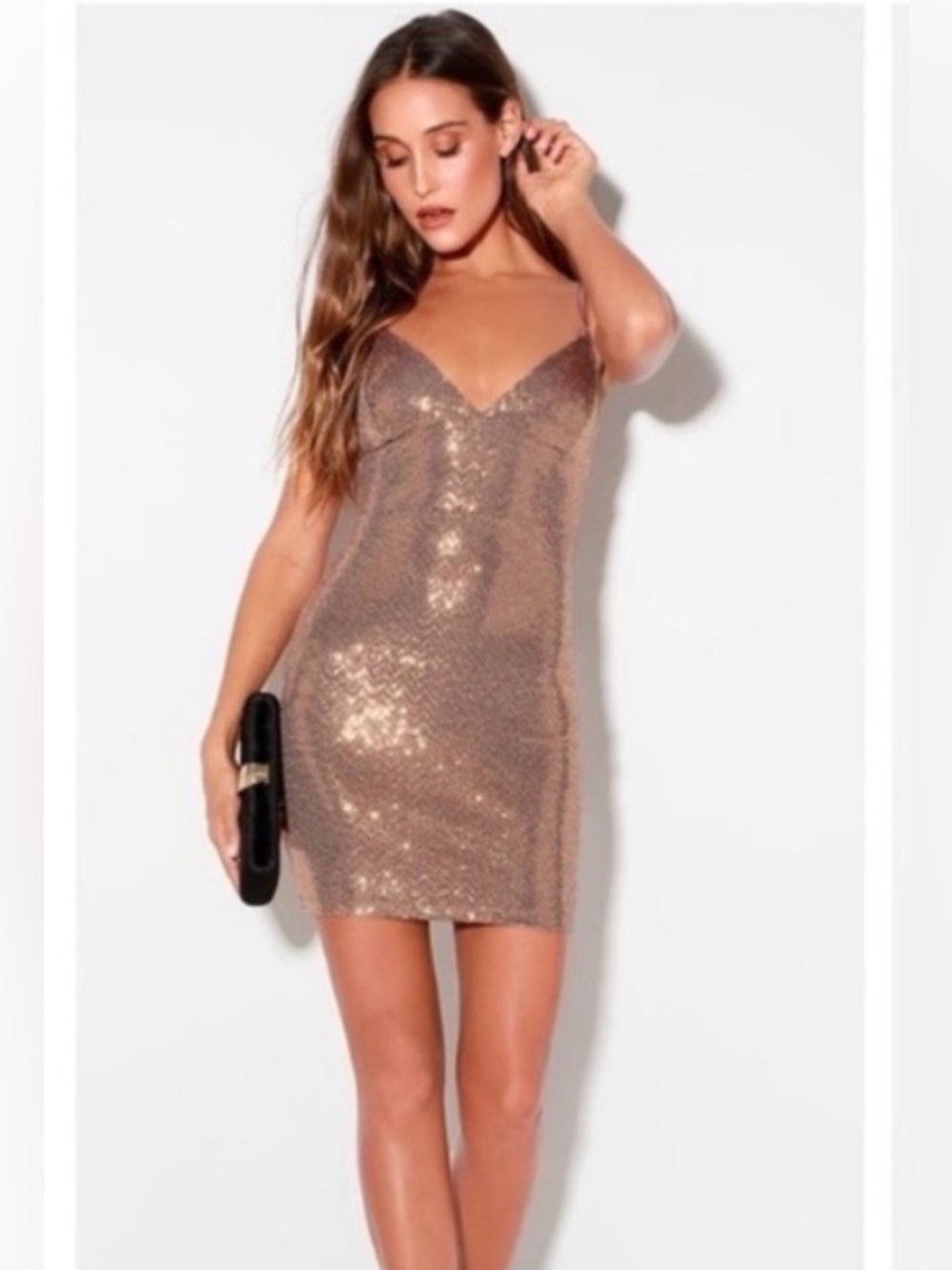 Lulus Let it Glow Purple and Gold Sequin Bodycon Dress Mini Open Back Size S NWT